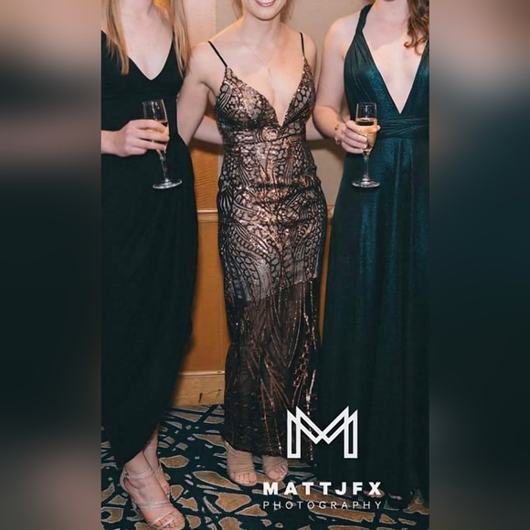 Elegant Gold Sequin Gown - Angel Biba - Size US 2 - Picture 6 of 13